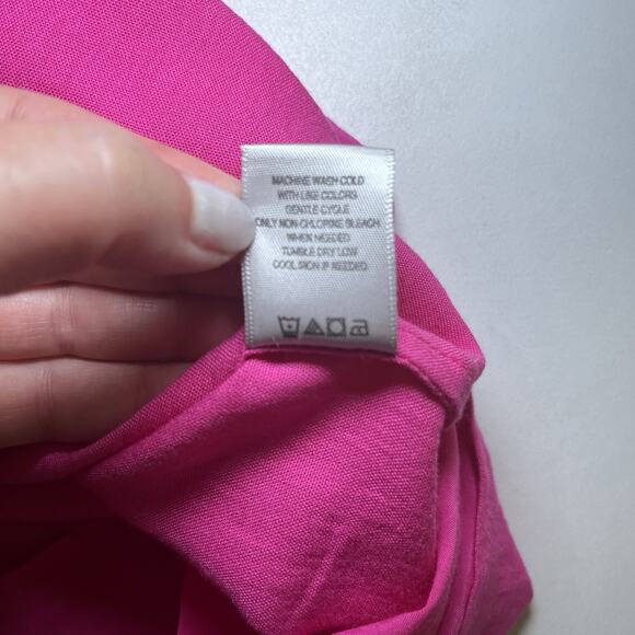 John Mark Womens Blouse Tunic Size XL Bright Fuchsia Button Detail Pleated Back - Picture 10 of 13